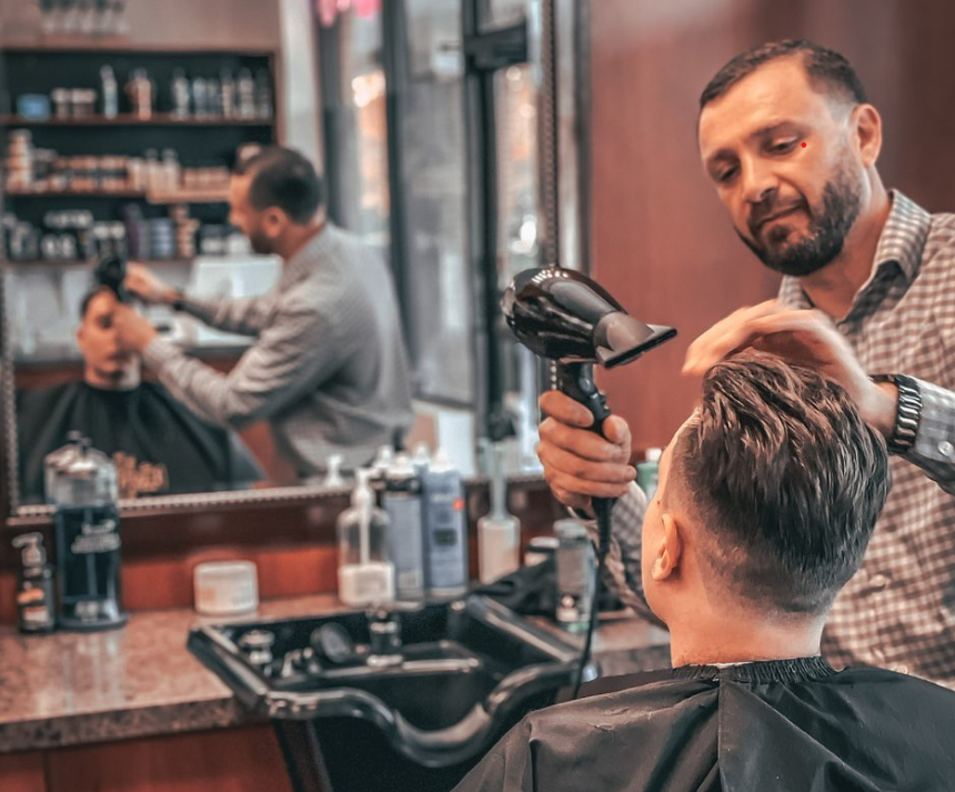 man getting haircut
